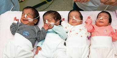 &Ouml;sterreicherin zieht Vierlinge auf