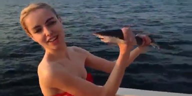 Furchtlose Nixe nimmt es mit einem Hai auf