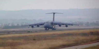 Riesen-Milit&auml;rjet auf Mallorca notgelandet