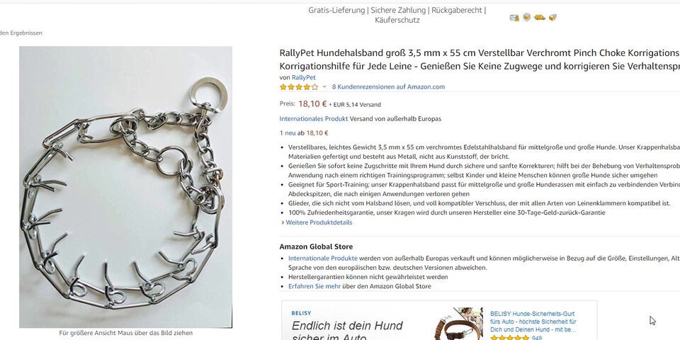 Amazon: Protest gegen illegale Hundehalsbänder