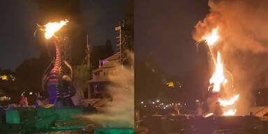 Feuer-Alarm in Disneyland: 14 Meter hoher Drache in Flammen