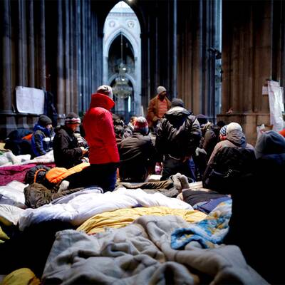 Flüchtlingscamper in der Votivkirche