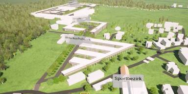 Gro&szlig;kaserne mit Parkanlage.