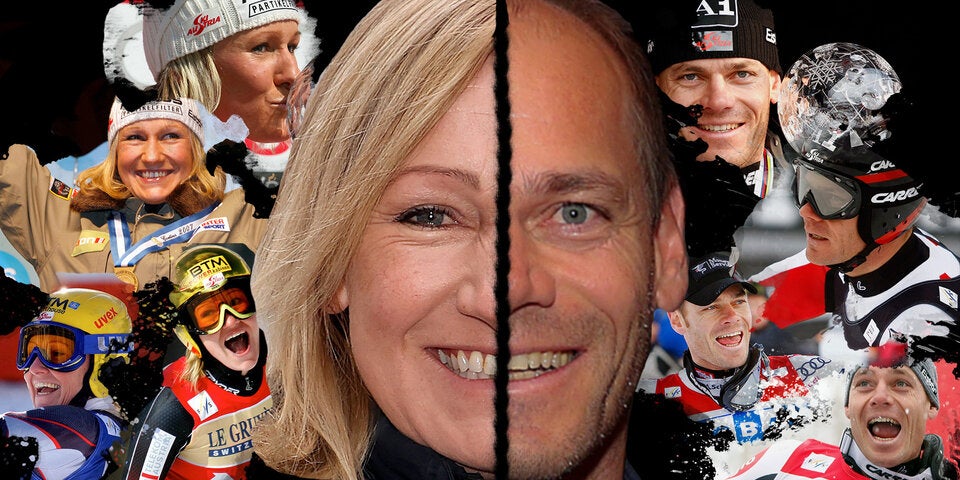 Michael Walchhofer und Renate Götschl in einer Fotomontage