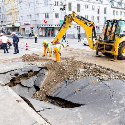 Wasserrohrbruch in Wien-Penzing