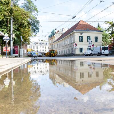 Wasserrohrbruch in Wien-Penzing