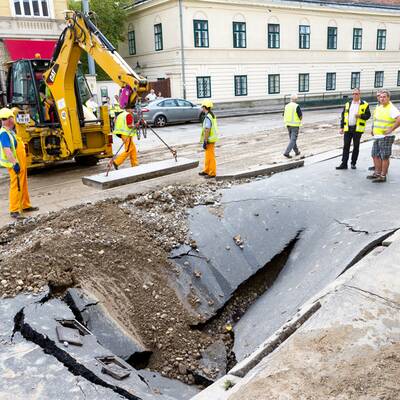 Wasserrohrbruch in Wien-Penzing