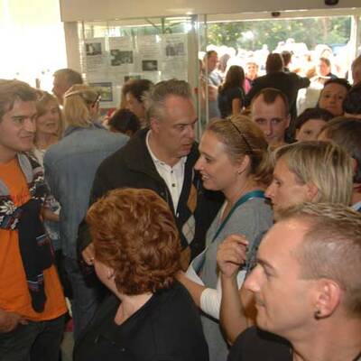 Die süßen Hundewelpen kriegen neue Besitzer