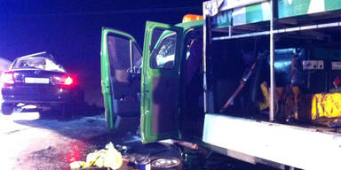 Mann rast frontal in Klein-Lkw - tot