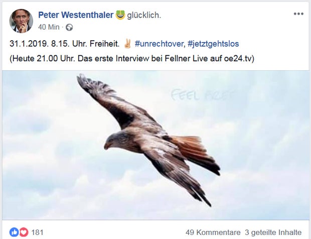 Peter Westenthaler ist ein freier Mann