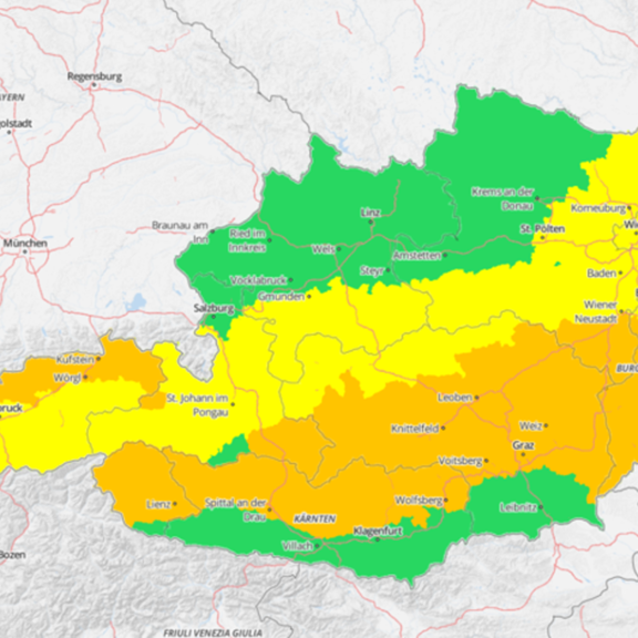 Alarmstufe Gelb: Wetter-Warnung in ganz Österreich