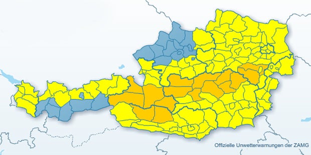 Unwetterwarnung in ganz Österreich
