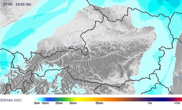 So viel Schnee fällt heute in Ihrer Region