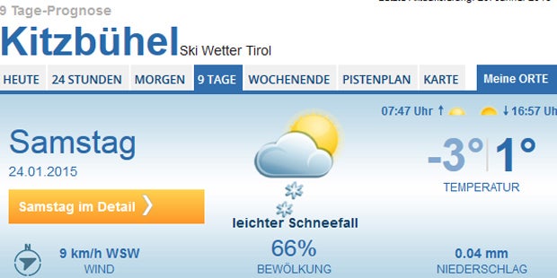 Gute Wetteraussichten für's Hahnenkamm-Rennen