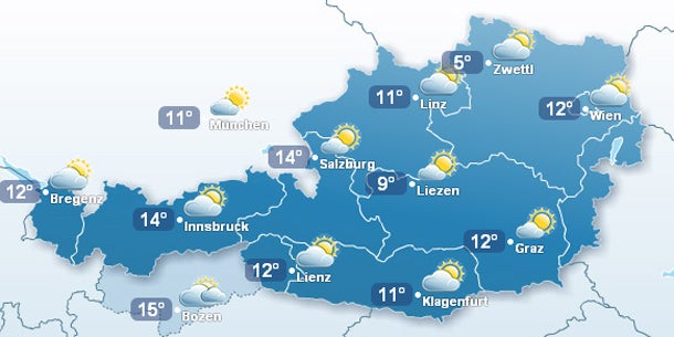Nebelsuppe über Wien, sonst sonnig