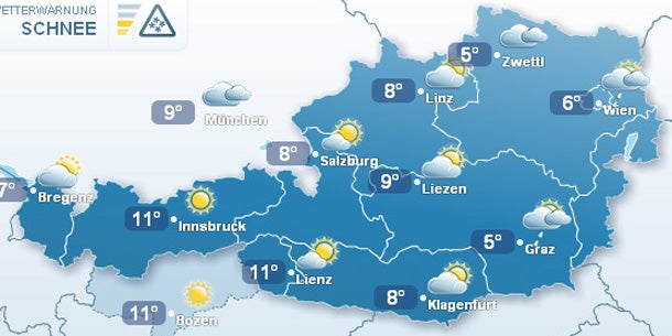 Regen und Schnee in ganz Österreich