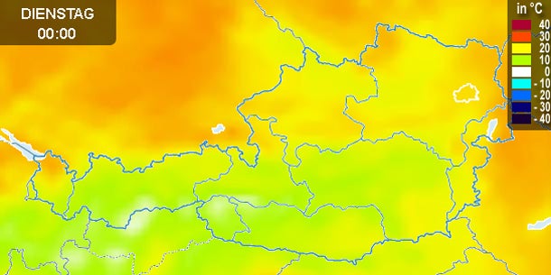 kaum Abkühlungin der Nacht
