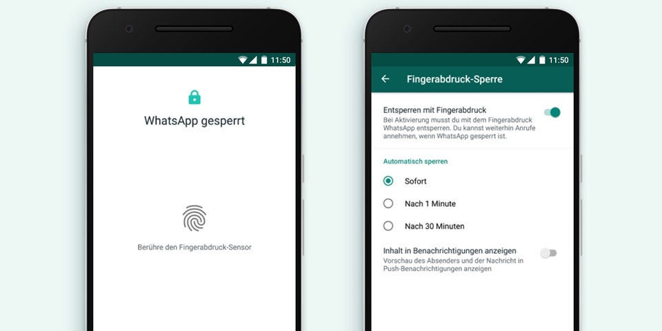 WhatsApp-Fingerabdrucksperre jetzt auch für Android