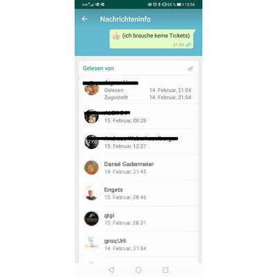 Blaue Häkchen in Gruppenchats aufschlüsseln