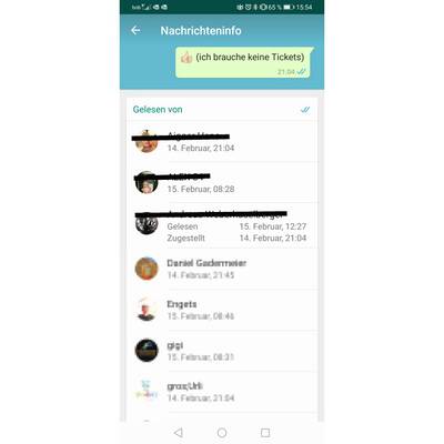 Blaue Häkchen in Gruppenchats aufschlüsseln