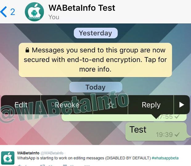 WhatsApp-Nachrichten nach Verschicken änderbar