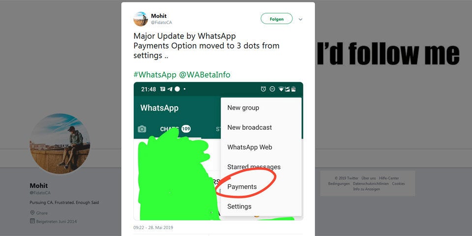 WhatsApp zeigte vorab Dark Mode & Bezahldienst