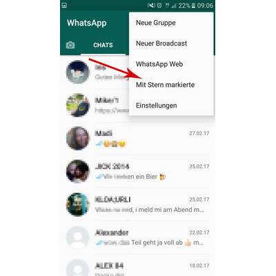 Sternchen-Funktion bei WhatsApp