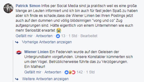 Shitstorm für Wiener Linien nach Schwan-Posting