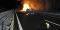Wohnmobil auf A 10 explodiert