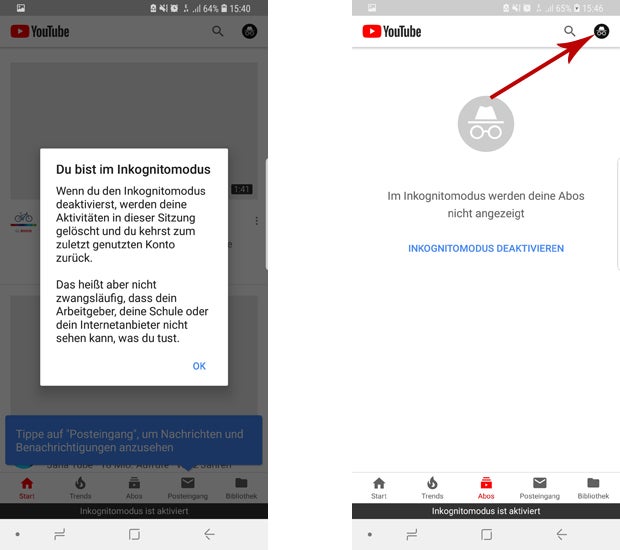 So aktiviert man den Geheim-Modus bei YouTube