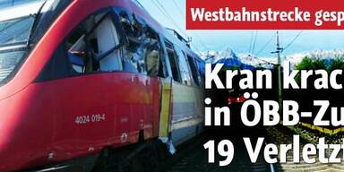 Kran kracht in Zug bei Salzburg
